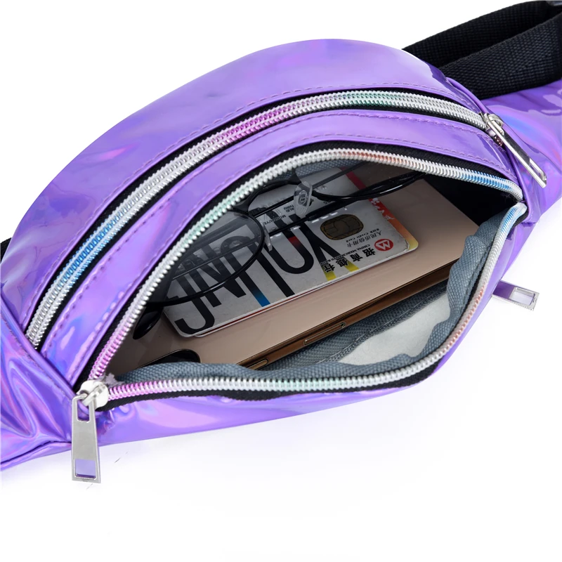 

Female Fashion Trendy Chest Bag Personality Double Pull Laser Sequin Ladies Shoulder Bag Colorful Messenger Bag