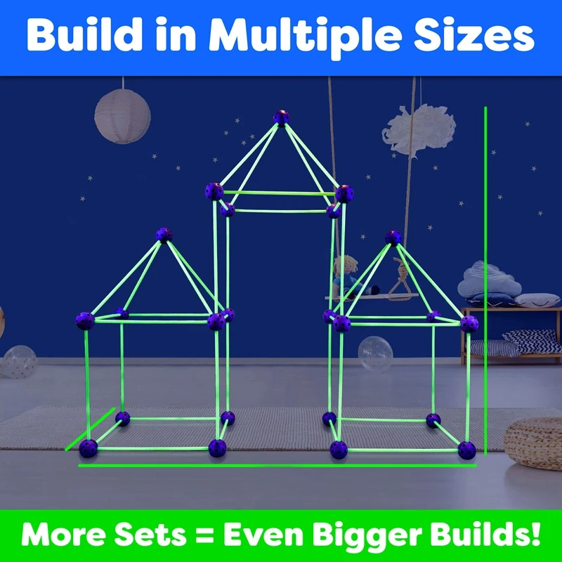 

Luminous Kids Construction Fort Building Castles Tunnels Tents Kit DIY 3D Play House Building Toys for Boys Girls Gift