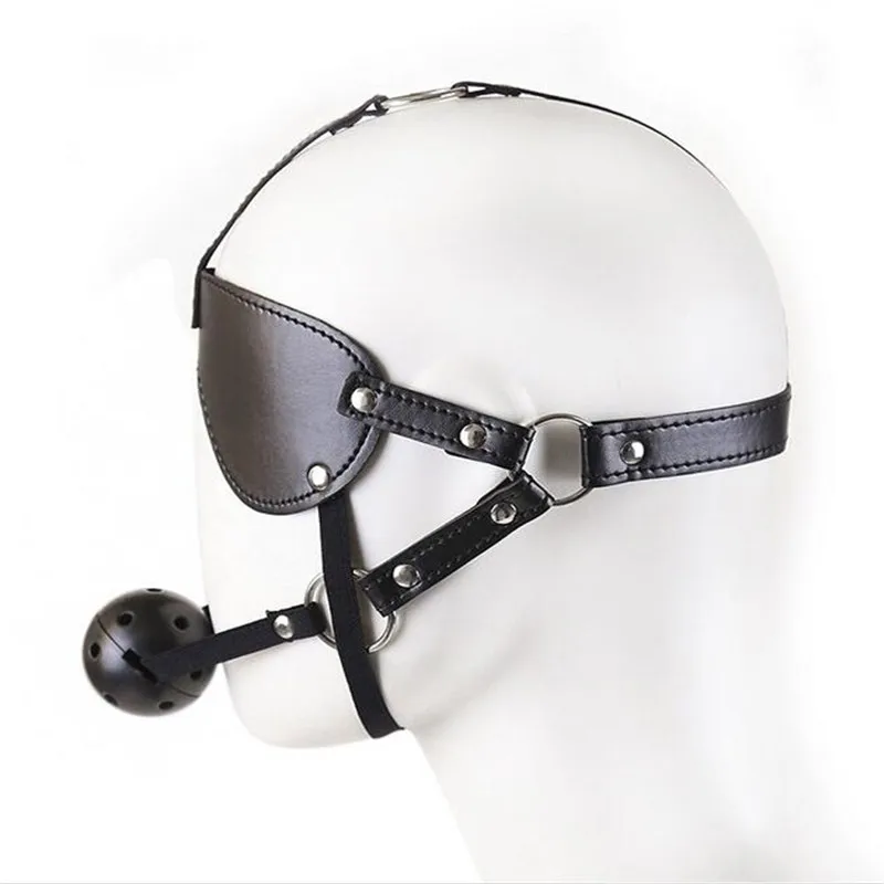 Секс игры для взрослых Кожаная маска глаз и бандаж кожаная Фетиш ролевых игр