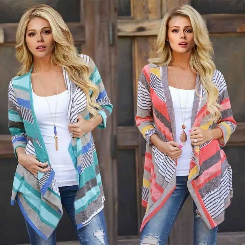 

Женский свитер, популярная верхняя одежда, длинный вязаный жакет свободного покроя с рукавами, кардиган, свитер, пальто размеров S-XL