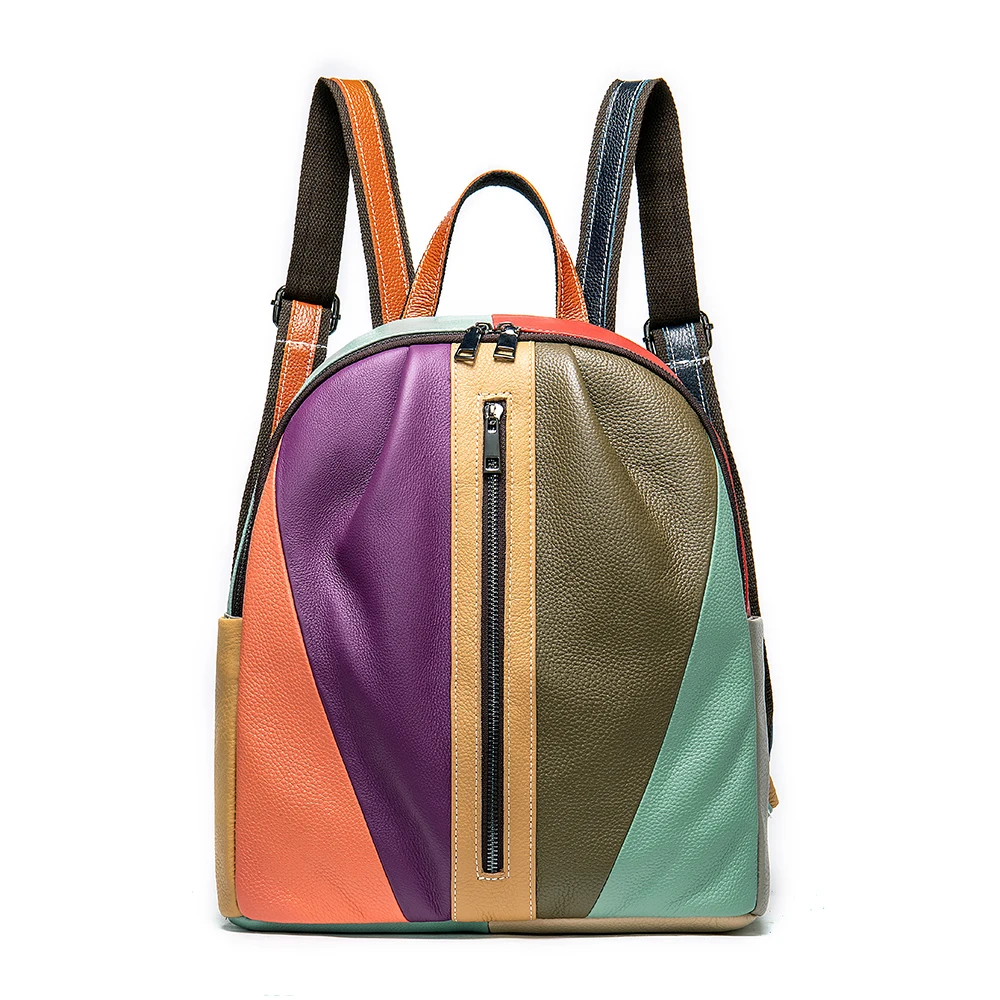 

Ladies Bag 2020 Women's Backpack Colorful Genuine Leather Shoulder Bag Fashion Female Designer Cowhide Backpack Purses For Women