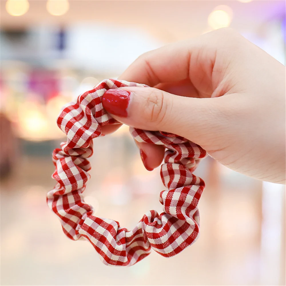 

Women Color Plaid Scrunchies Elastic Hair Bands 2020 New Girls Hair Accessories Ponytail Holder Hair Ties Fashion Head Ropes