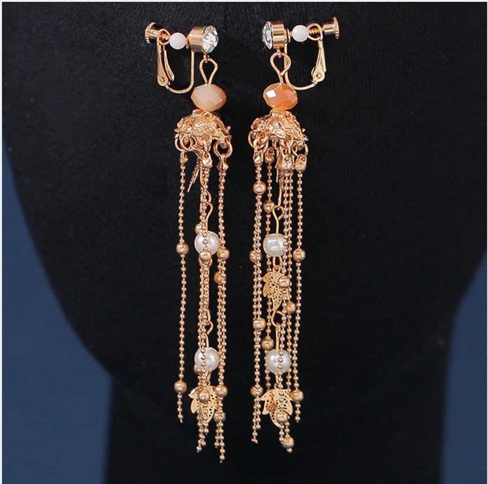 Шикарные китайские шпильки для волос ручной работы с жемчугом и золотой бабочкой