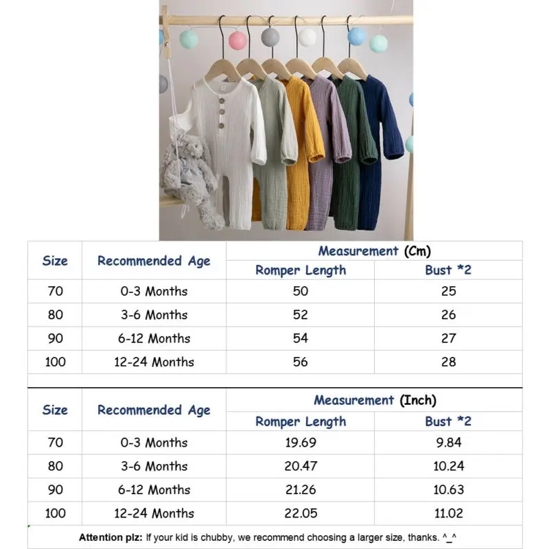 

Emmababy Newborn Baby Boy Girl Clothes Solid Color Cotton Button Romper Jumpsuit One-Piece Outfit Playsuit Autumn Clothes