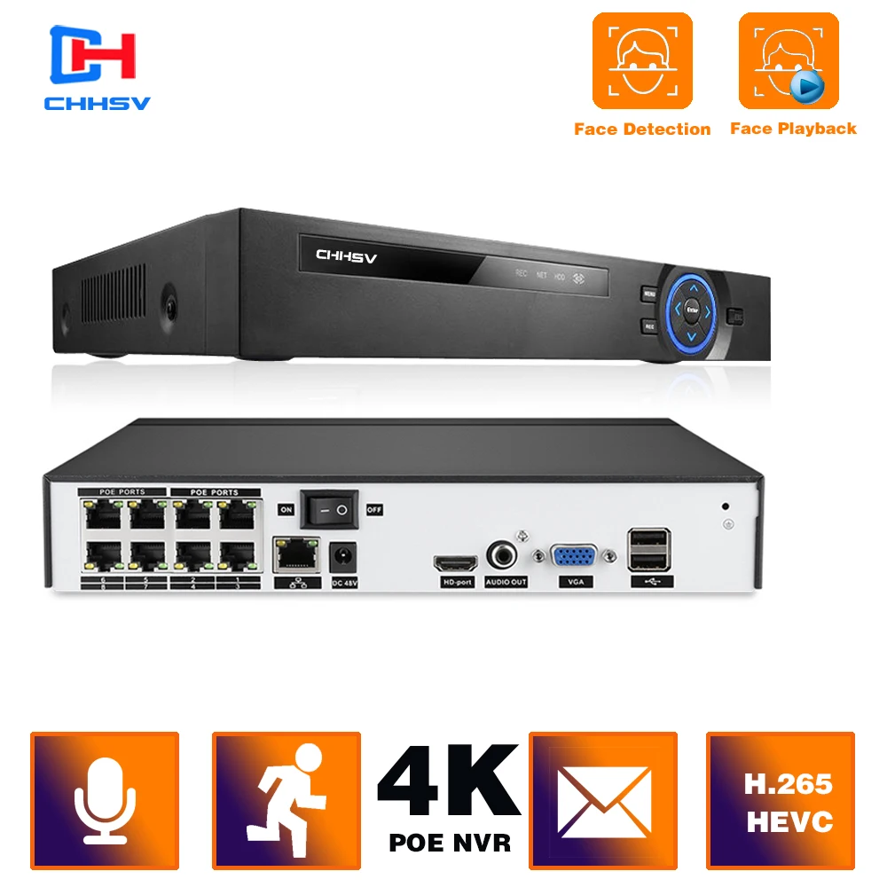 

H.265 8ch*4K 4ch 8ch PoE Network Video Recorder Surveillance PoE NVR 4 8Channel For HD 5MP/1080P IP Camera PoE 802.3af