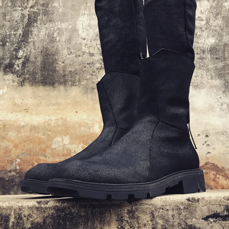 Мужские ковбойские ботинки из натуральной кожи Винтажные на молнии в стиле