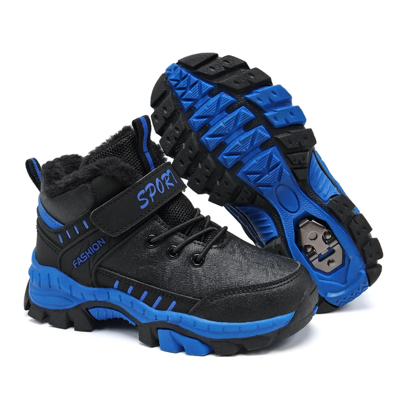 

2023 Kids Winter Shoes Boys Non-slip Paw Winter Sneakers Outdoor Warm Plus Fur Boots Teenagers Mountain Climbing Trekking Shoes