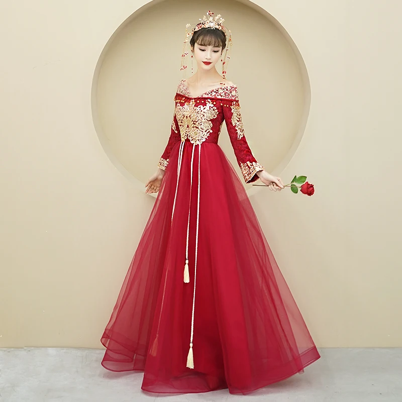 

Retro Women's High Waist Cover Belly Wedding Gown (Pregant Can Wear) for Summer