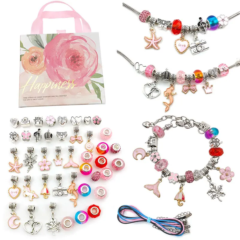 

Комплект из браслета и ожерелья, ювелирные украшения «сделай сам», подвеска с бусинами и змеей, цепочка для девочек и подростков, 1 комплект