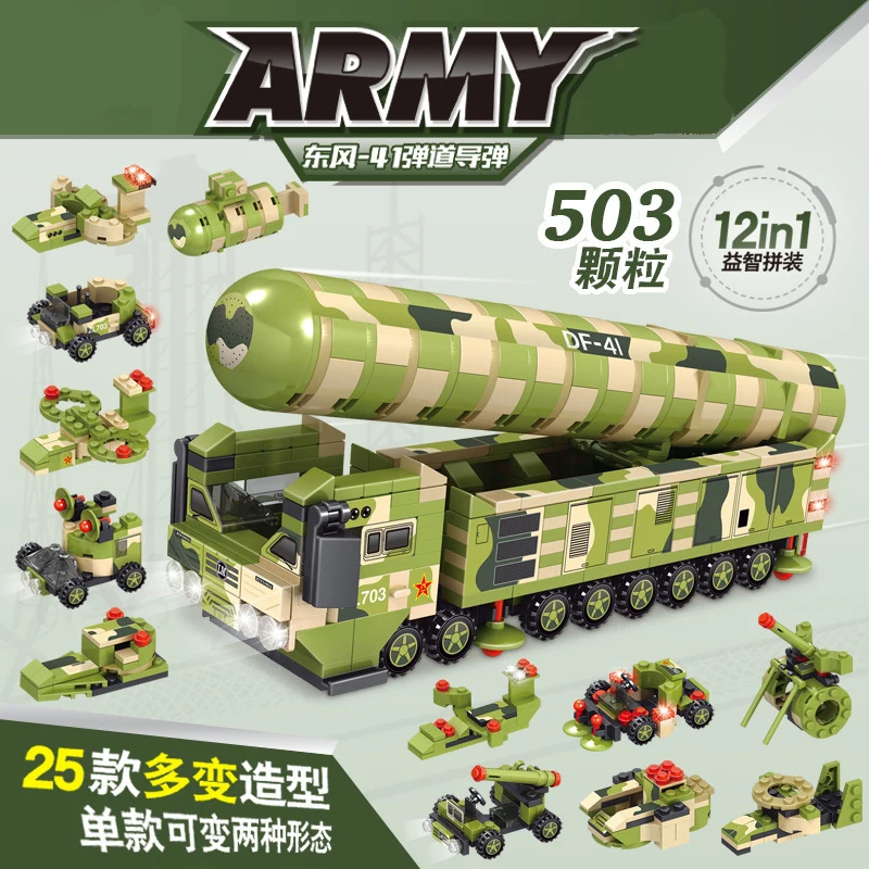 

503 pcs guided missile The DF 21d's building blocks Military Armored Vehicles panzer Rocket launch camion dongfeng army weapon