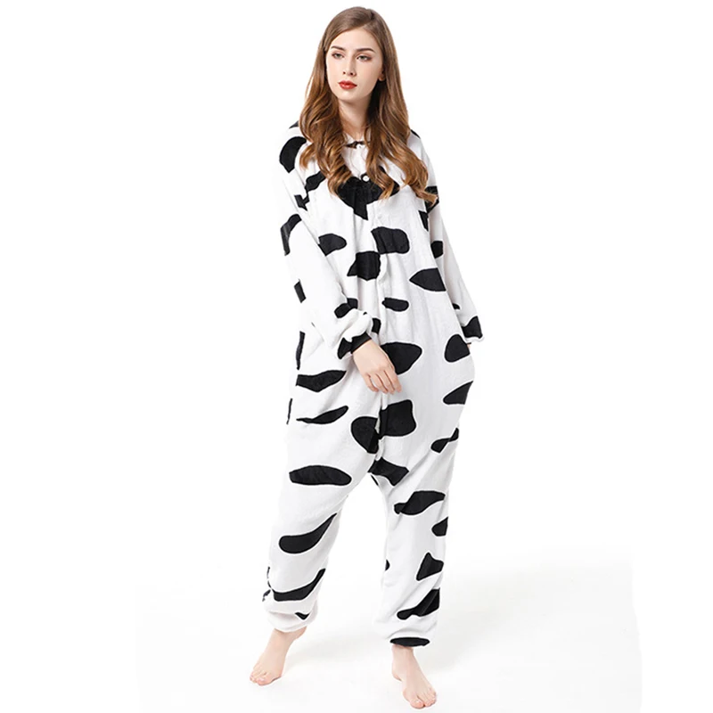 

Cow Onesies Adult Animal Unicorn Pajamas Suit Warm Soft Bear Panda Sleepwear Onepiece Kid Winter Jumpsuit Pijama Cosplay Costume
