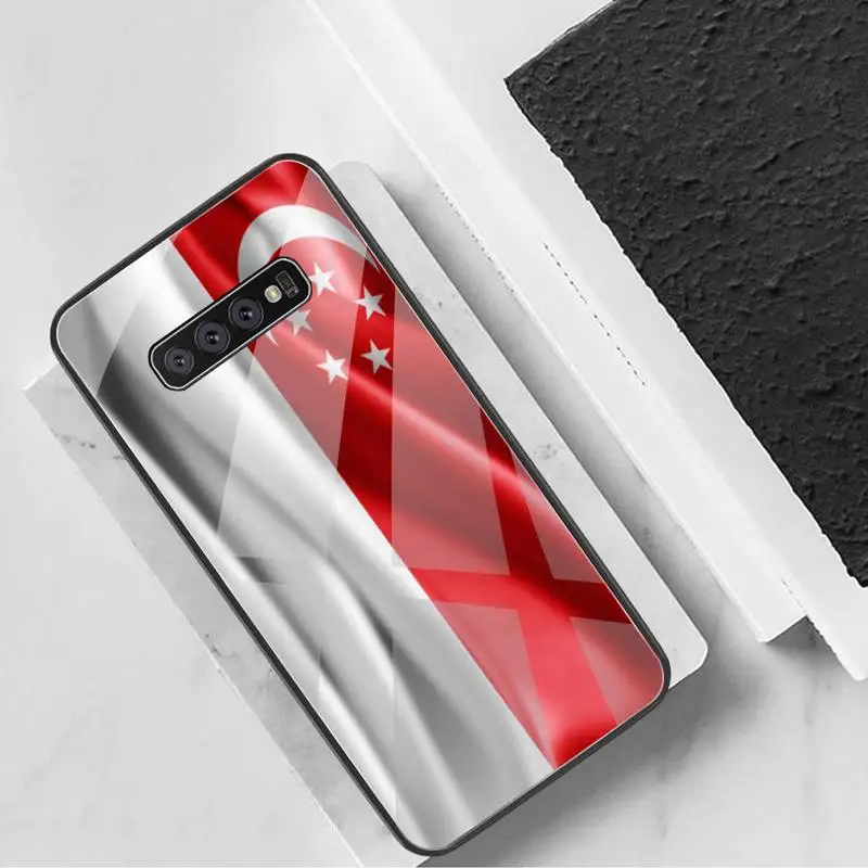 YJZFDYRM Флаг Сингапура мягкий чехол для телефона из закаленного стекла Samsung S20 Plus S7 S8