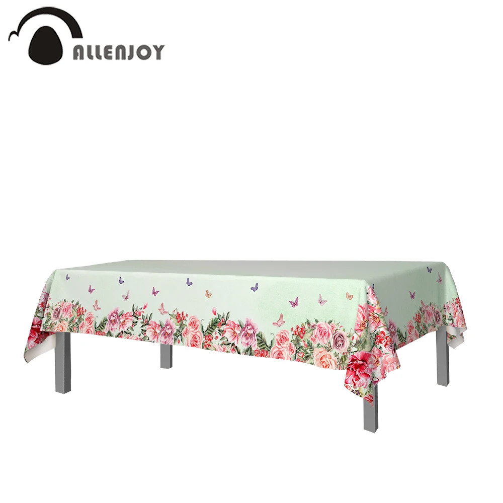 

Allenjoy скатерти с цветочным узором домашний текстиль Красочные бабочки листья дня рождения водонепроницаемая ткань для стола баннер