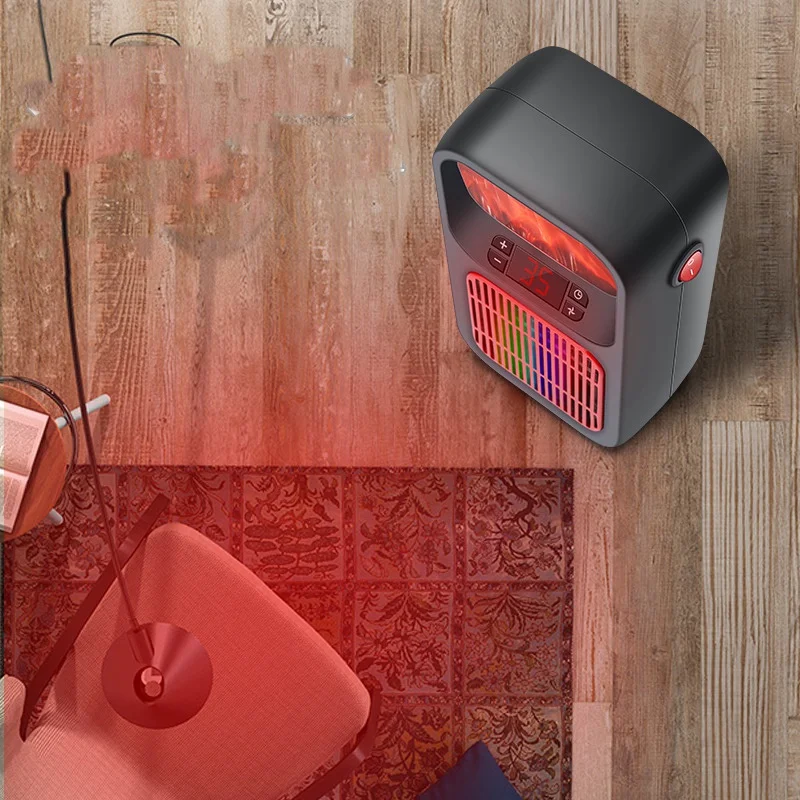 

Top Mini Electric Flame Heater with 7 Colors Light Portable Fan Space Room Heater Air Heating Space Winter Warmer Fan UK P