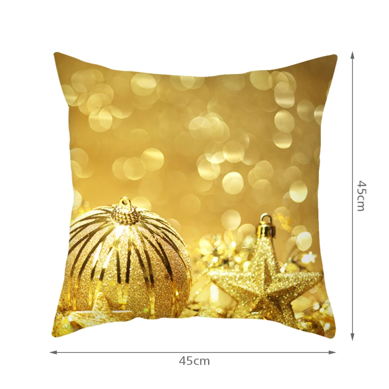 

Nanacoba Golden Christmas Cushion Cover Home Decor New Year Party Decoration Pillowcase for Living Room Sofa Pillow Cover 45x45