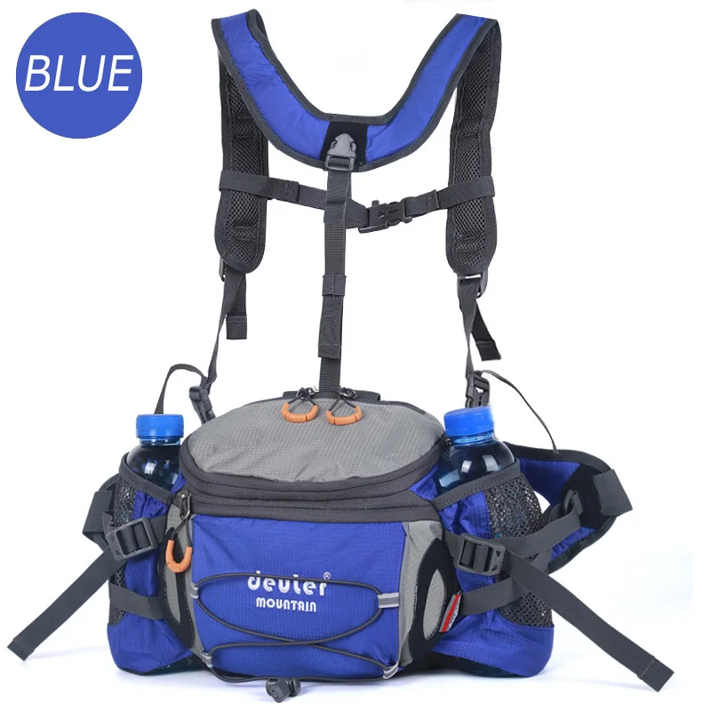 Blue Уличные поясные сумки для бега, пешего туризма, велоспорта, многофункциональный большой светильник для 6 бутылок, рюкзак, дизайн для мужчин и женщин, поясная сумка - Цвет: Blue