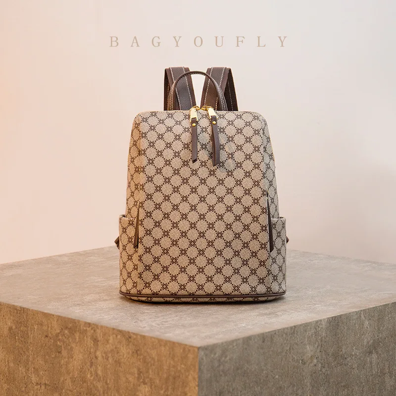

Genuine Leather Women Backpack 2021 New Fashion Larger Capacity Retro Plaid Bags Ladies Designer Backpack Purses on Chain Gg