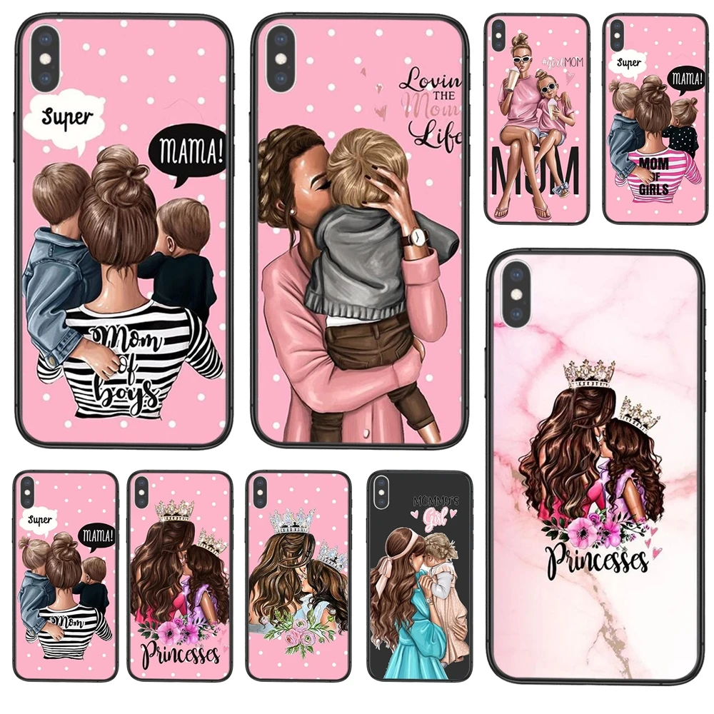 Супер мама мышь папа девочка мальчик ребенок для Apple iPhone 11 12 Mini Pro 5 5S SE 5C 6 6S 7 8X10 XR XS