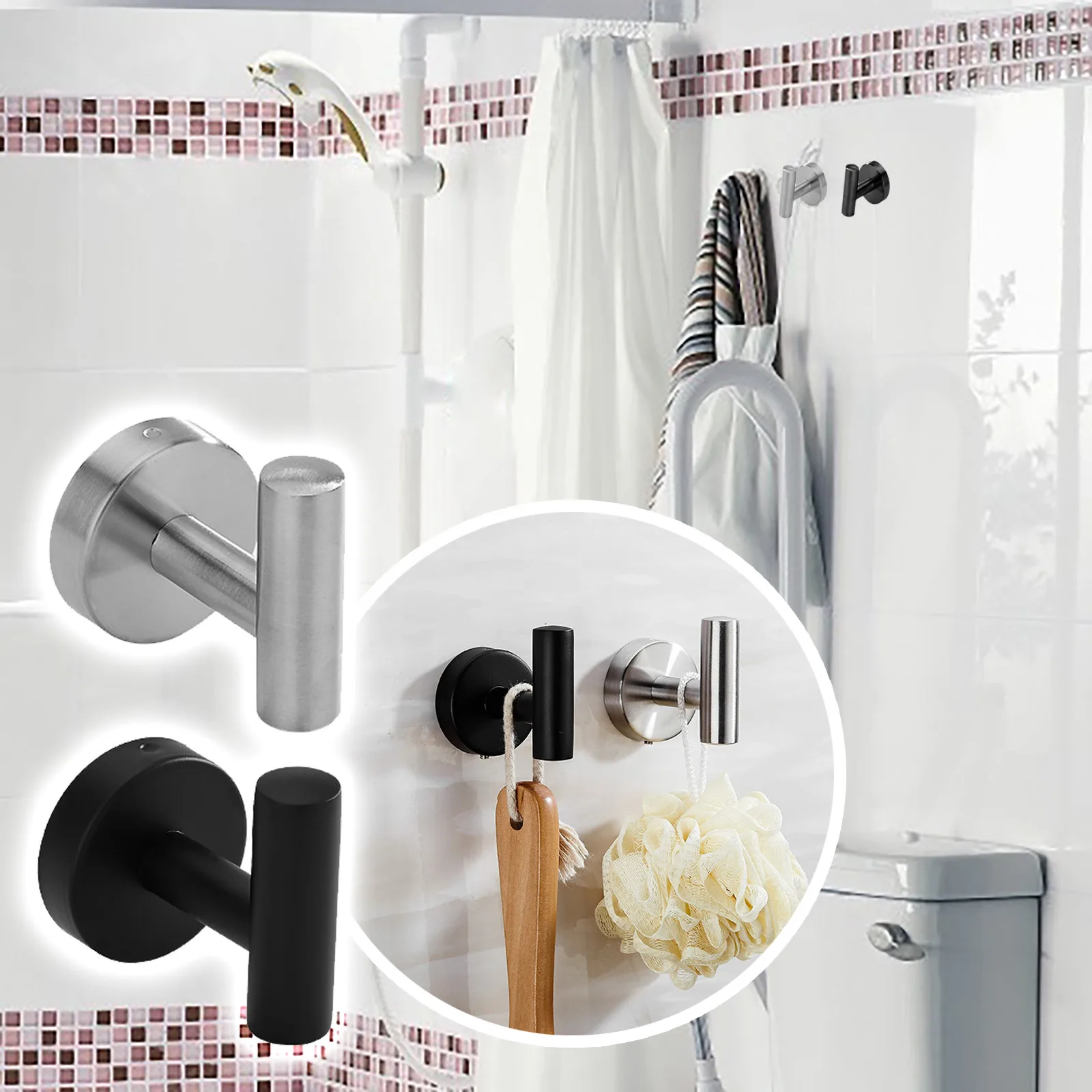 

Hook Modern Wall Hook Holder for Bathroom Kitchen Garage Hotel Wall Mounted Hotel Wall Mounted Convenient Home Bathroom Use