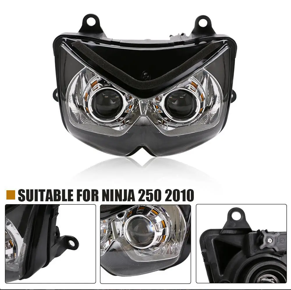 

Фара в сборе для мотоцикла, передняя фара, фара, фара «ангельский глаз» для KAWASAKI Ninja 250 2010, аксессуары для мотоциклов