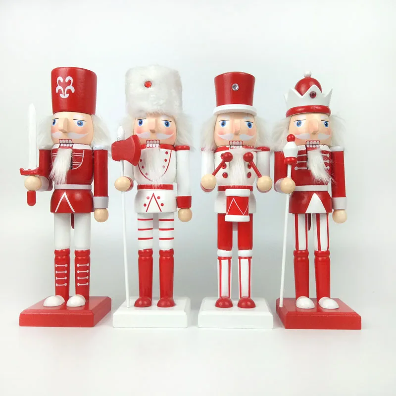 4 шт. 25 см Щелкунчик кукольные красный белый деревянный классический солдат