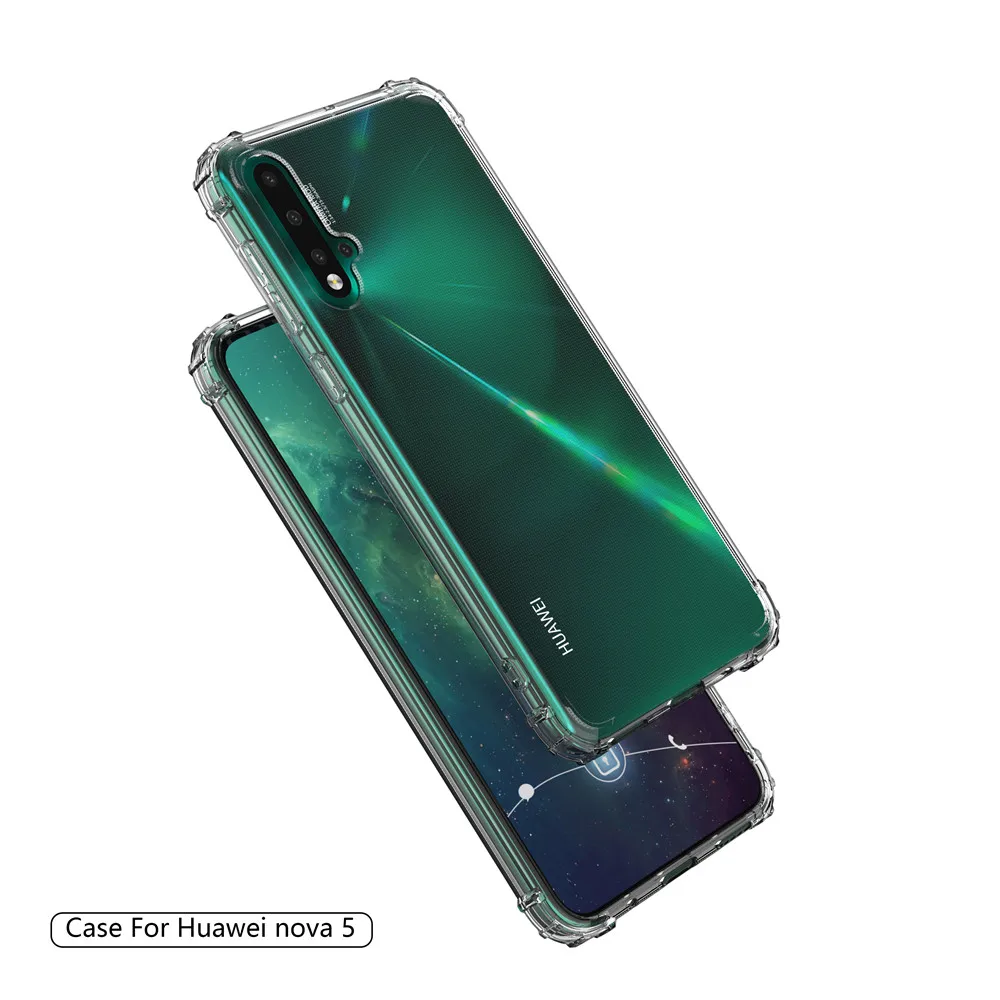 Мягкий чехол для телефона HuaWei Mate30Lite Nova5i Nova5 5Pro P30Lite угловой бампер прозрачная