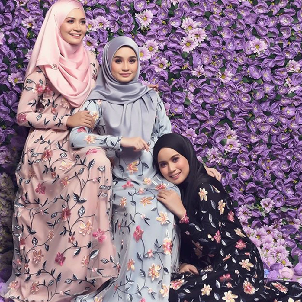 Siskakia Модное Длинное Платье макси с вышивкой круглым вырезом длинным рукавом