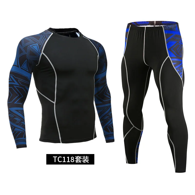 

New men's sports suits, running tights, compression suits, men's sweatshirts + training pants, camouflage 2 pieces of sportswear