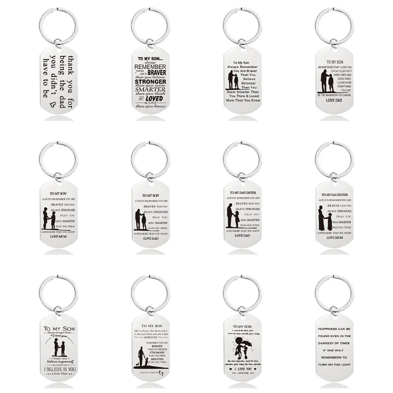 

Keychain Stainless Steel Pendant Mother Day Father Day Graduation Season Customized Birthday Gift Lettering diy Metal Keychain