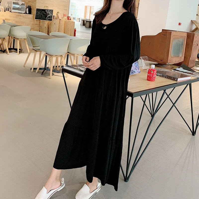 

Spring and autumn new style modal loose large size long sleeve dress Korean version of fat MM was thin and put on long sleeve ca