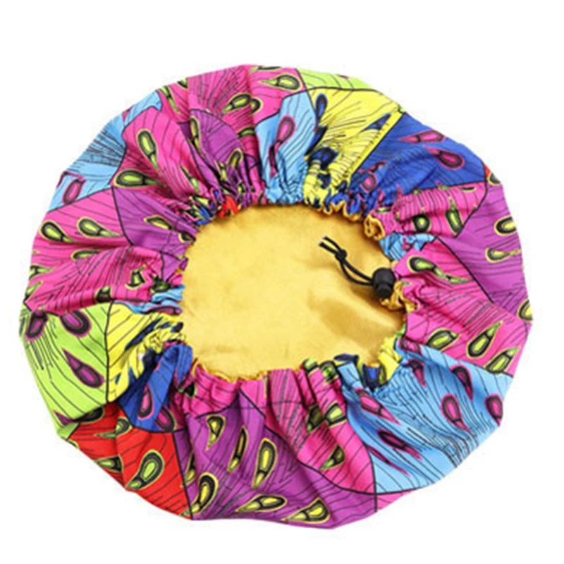 Фиолетовый Новый Экстра большой размер африканская узорная Атласная шапочка с