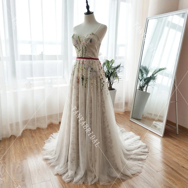 Цветные шикарные богемные Свадебные Платья с цветочным кружевом Элегантные