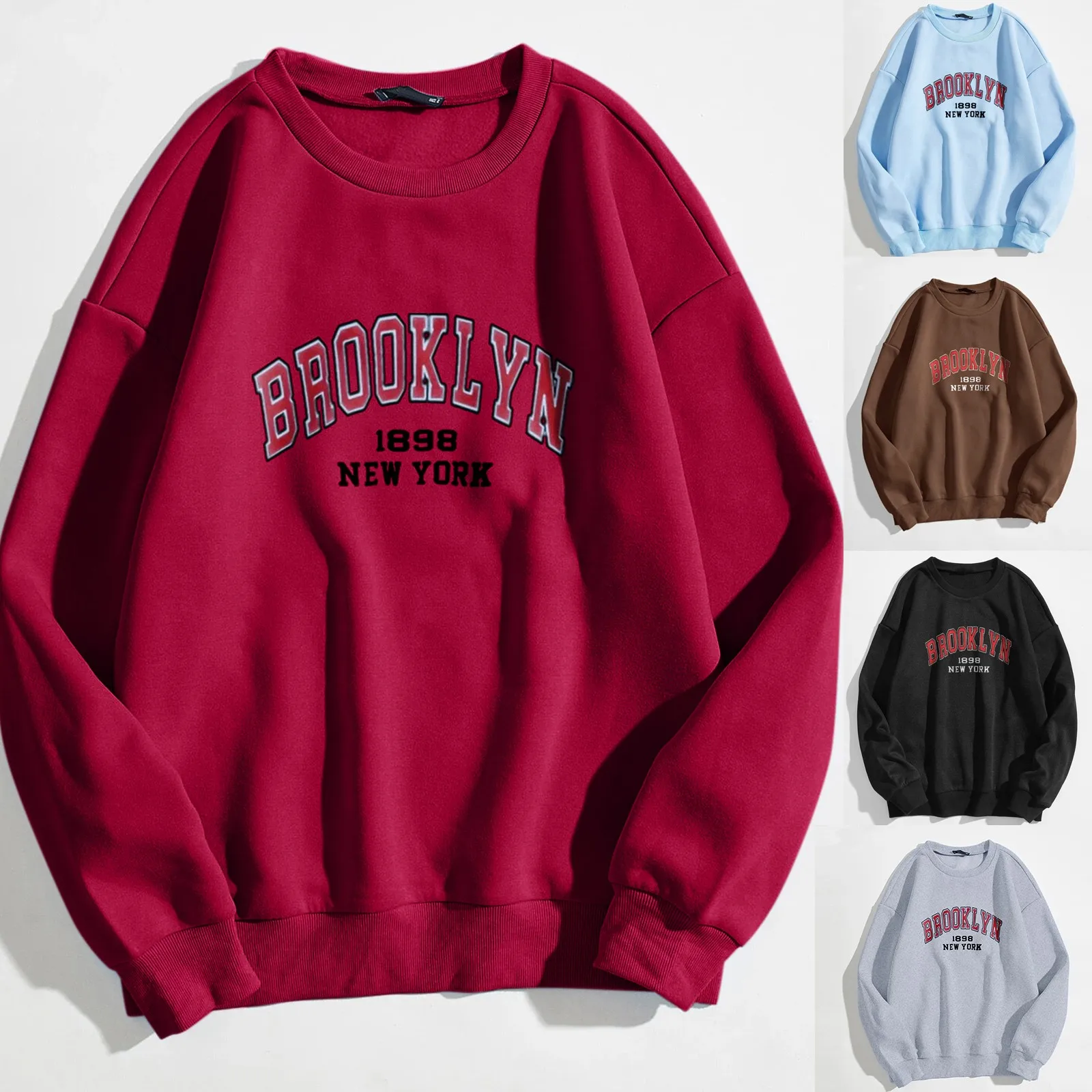 59# 2021 Letter Print Sweatshirts Women Korean Style O-neck Sweatshirt Harajuku Hooded Tops Long Sleeve Pullovers Moletom