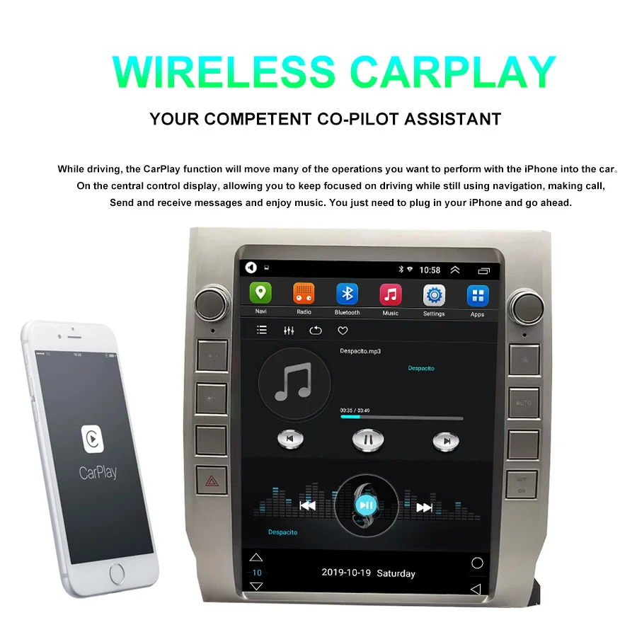 12 1 дюймовый автомобильный радиоприемник Android 11 Tesla Style экран для Toyota Tundra 2014-2020