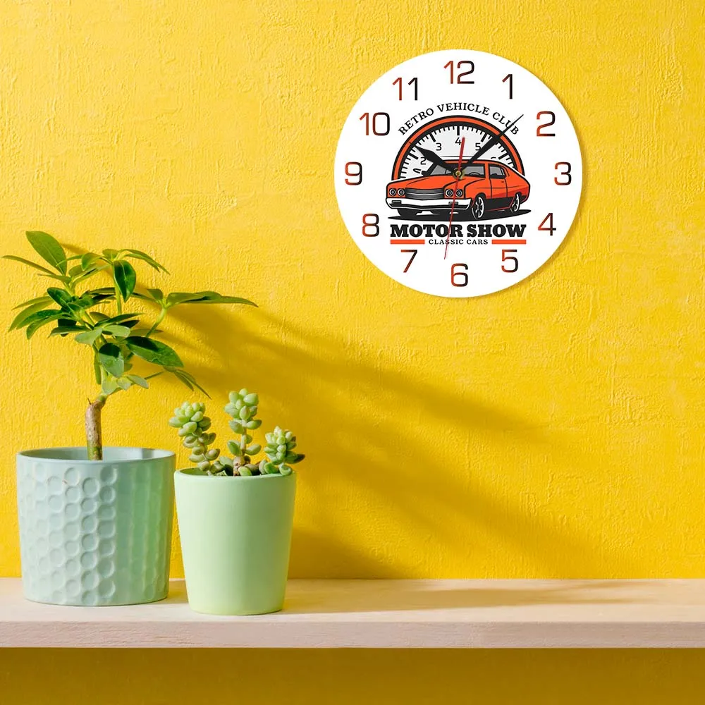 Ретро автомобиль клуб декоративные настенные часы моторное шоу транспорт стены
