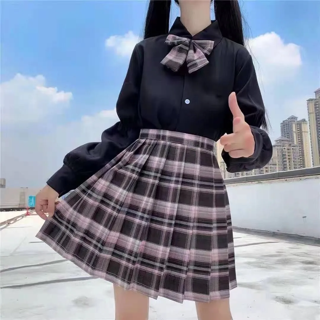 

New Women Purple Black Gothic Pleated Plaid Skirt Summer High Waist Korea Harajuku Japanese Cute Sexy Mini A-line Skirts Cosplay