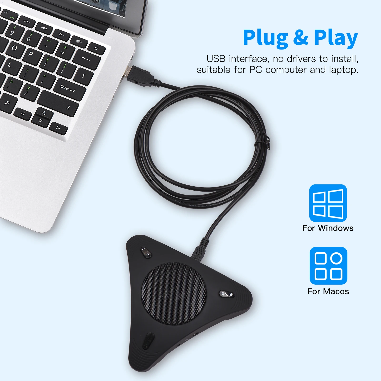 USB-микрофон для телефонной конференции с динамиком 360 ° всенаправленный микрофон