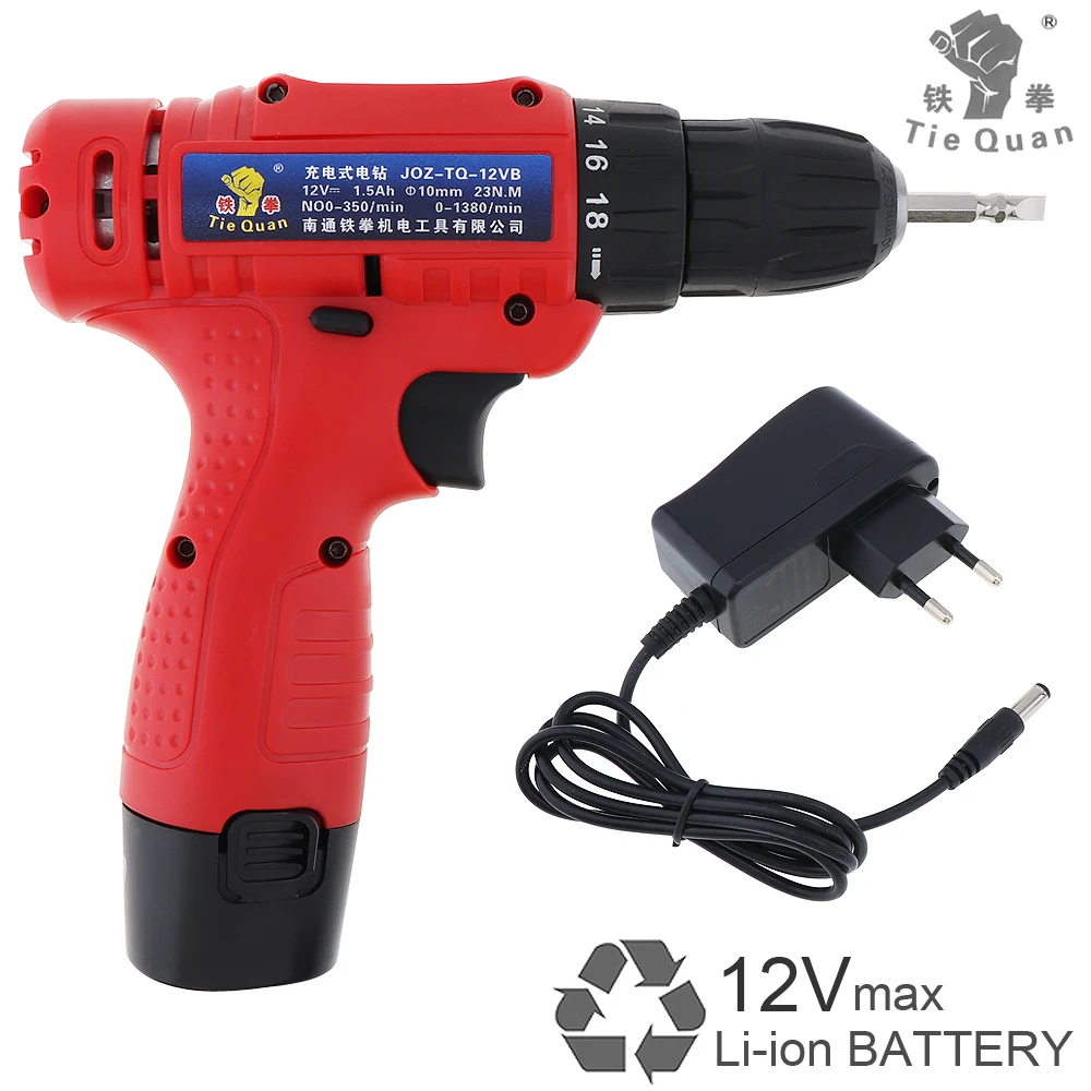 12V Cordless Electric Drill Screwdriver Power Tools with Rotation Adjustment Switch 18 Gear Torque for Handling Screws Punching |