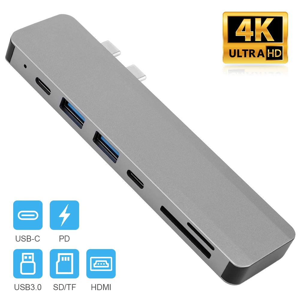Устройство для чтения SD карт адаптер 7 в 1 с 2 USB портами 3 0 Type C нового Macbook Pro Air