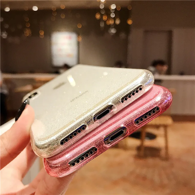 Для iPhone 6 6G 6s 7 8 Plus 7Plus 10 11 Pro X XR Xs Max чехлы для телефонов Coque Bling Блестящий Прозрачный