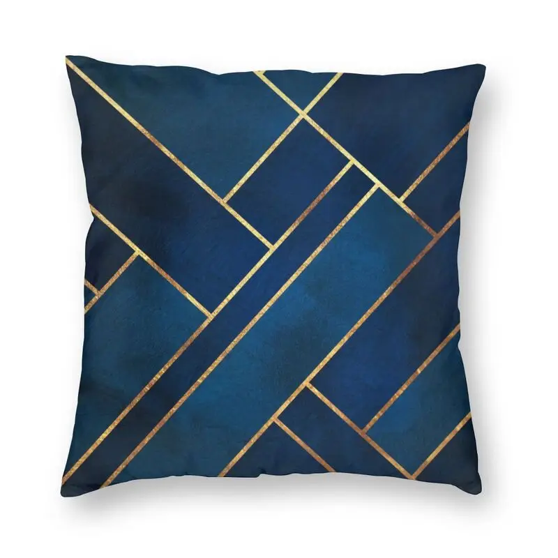

Наволочки с геометрическим коллажем из темно-синей золотой фольги, наволочки из полиэстера для дивана, гостиной с мраморной текстурой, квад...