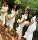 Белое платье подружки невесты YiMinpwp с высоким и низким вырезом, короткие платья с открытыми плечами для гостей свадьбы, платье подружки невесты, дешево
