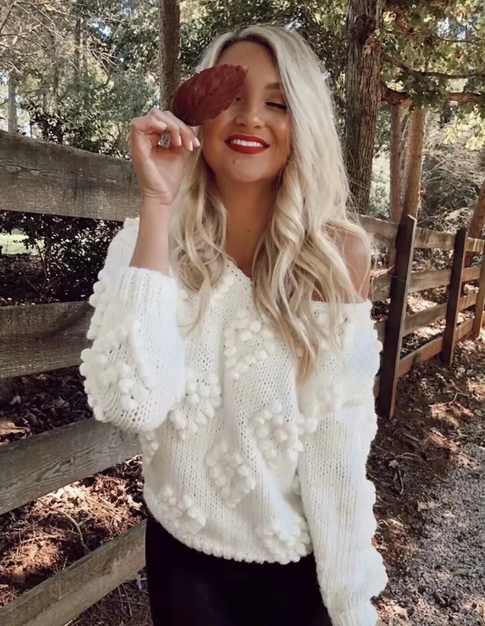 Withered sweaters women fashion blogger vintage hand knitted o-neck oversize love Jacquard weave thick pullovers sweaters women