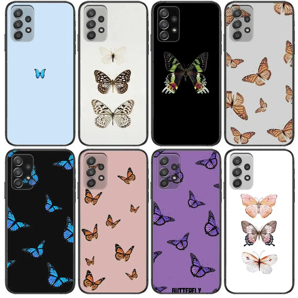 

Beautiful Butterfly Pattern Phone Case Hull For Samsung Galaxy A70 A50 A51 A71 A52 A40 A30 A31 A90 A20E 5G a20s Black Shell Art