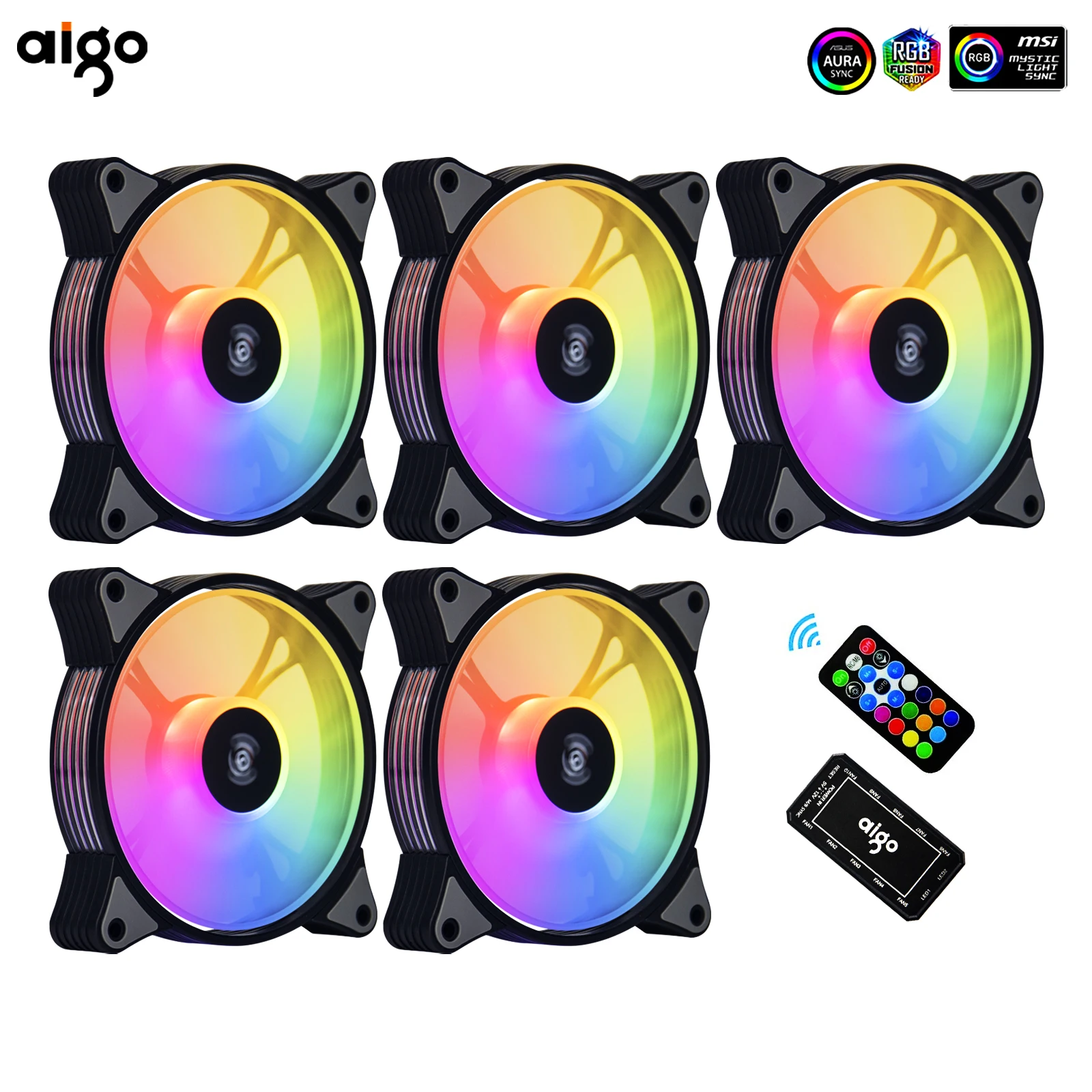 

Кулер Aigo для ПК, 120 мм, 6 контактов, с подсветкой RGB, 12 см