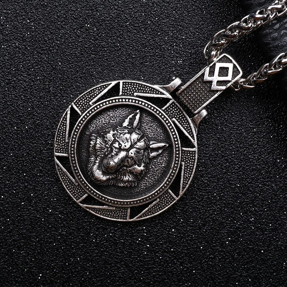 Ожерелье мужское с подвеской в виде головы волка скандинавский медведь Орел