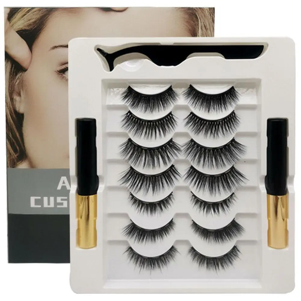 

7Pair Magnetic Eyelashes Set Full Strip Natural Cilia Synthetic Thick Waterproof False Lashes Product Eyeliner Volume Eye M D9X3