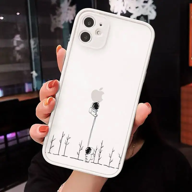 

Cute Cartoon Astronaut Star Space Phone Case matte transparent For iphone 7 8 11 12 plus mini x xs xr pro max cover