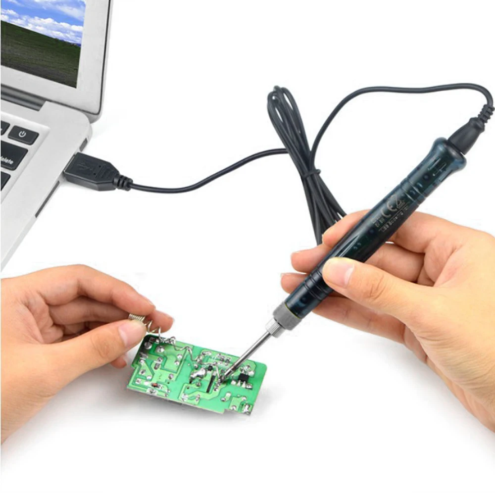 LT001 миниатюрный Электрический паяльник с питанием от USB, 5 В, 8 Вт, со светодиодным индикатором, портативные паяльные инструменты от AliExpress WW
