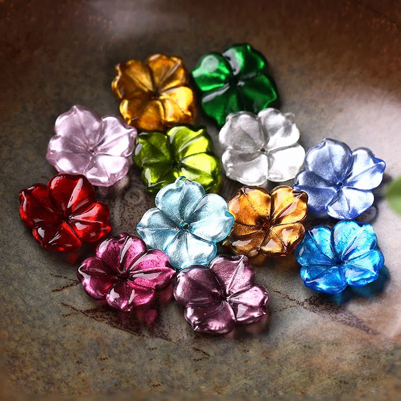 

5pcs 21mm 25mm Big Flower Shape Foil Lampwork Glass Loose Crafts Beads for DIY Necklace Jewelry Making Findings